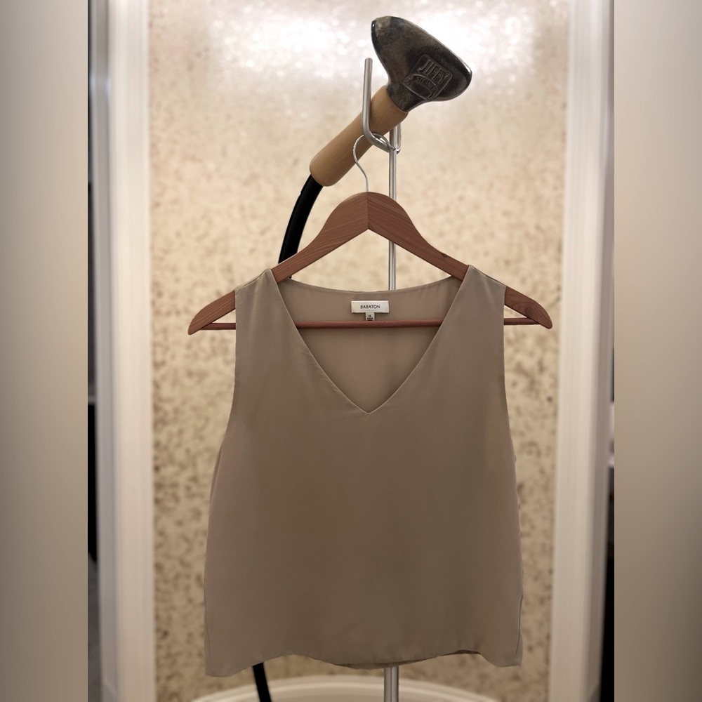 Babaton Aritzia Murphy Blouse Top Trace Taupe Nude XS